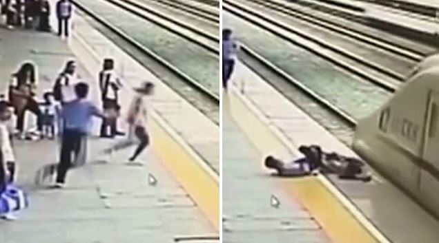Heroic railway worker pulls suicidal woman from path of train in Putian City, Fujian Province