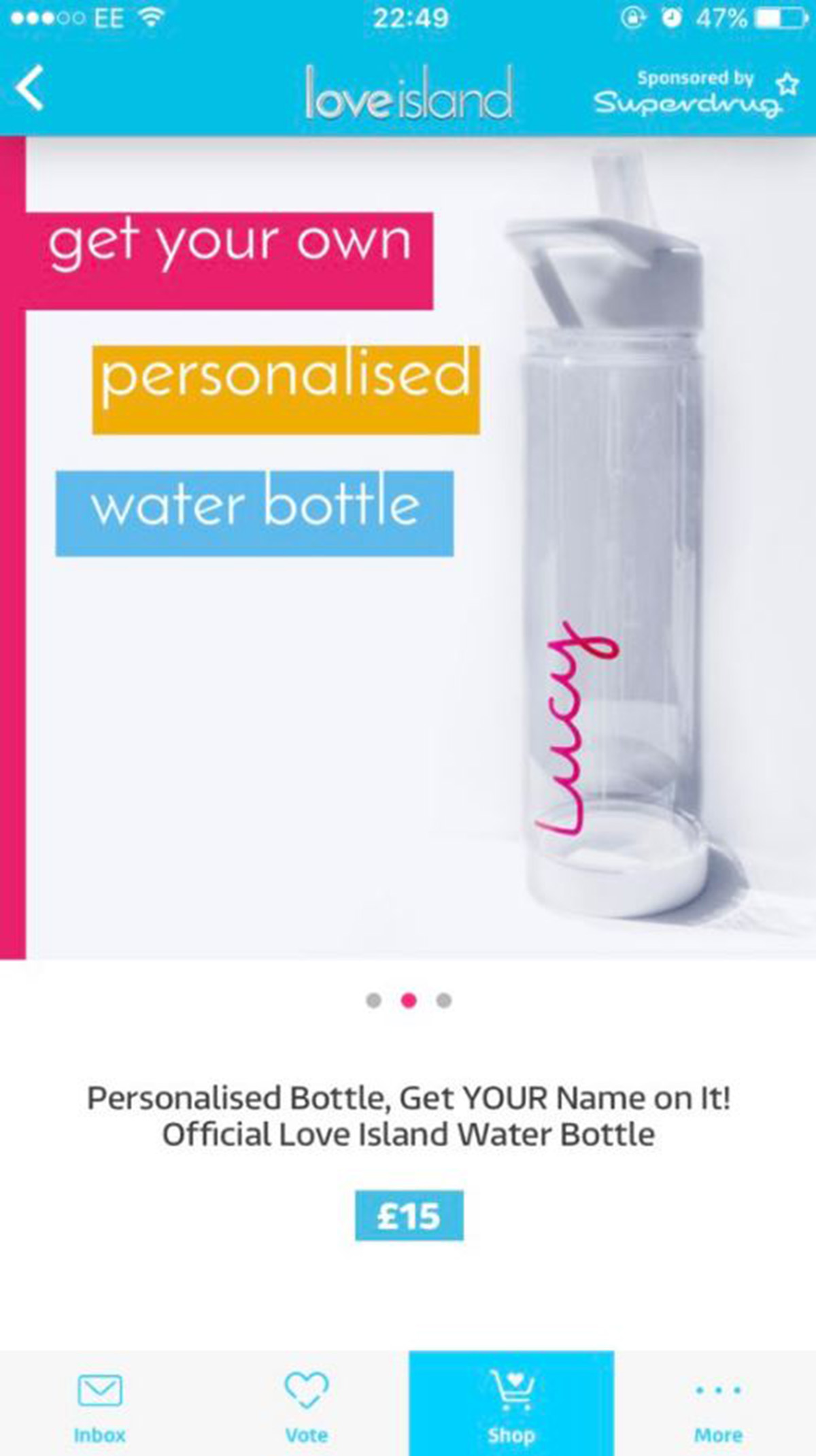 Like those water bottles on Love Island? Because you can buy your own