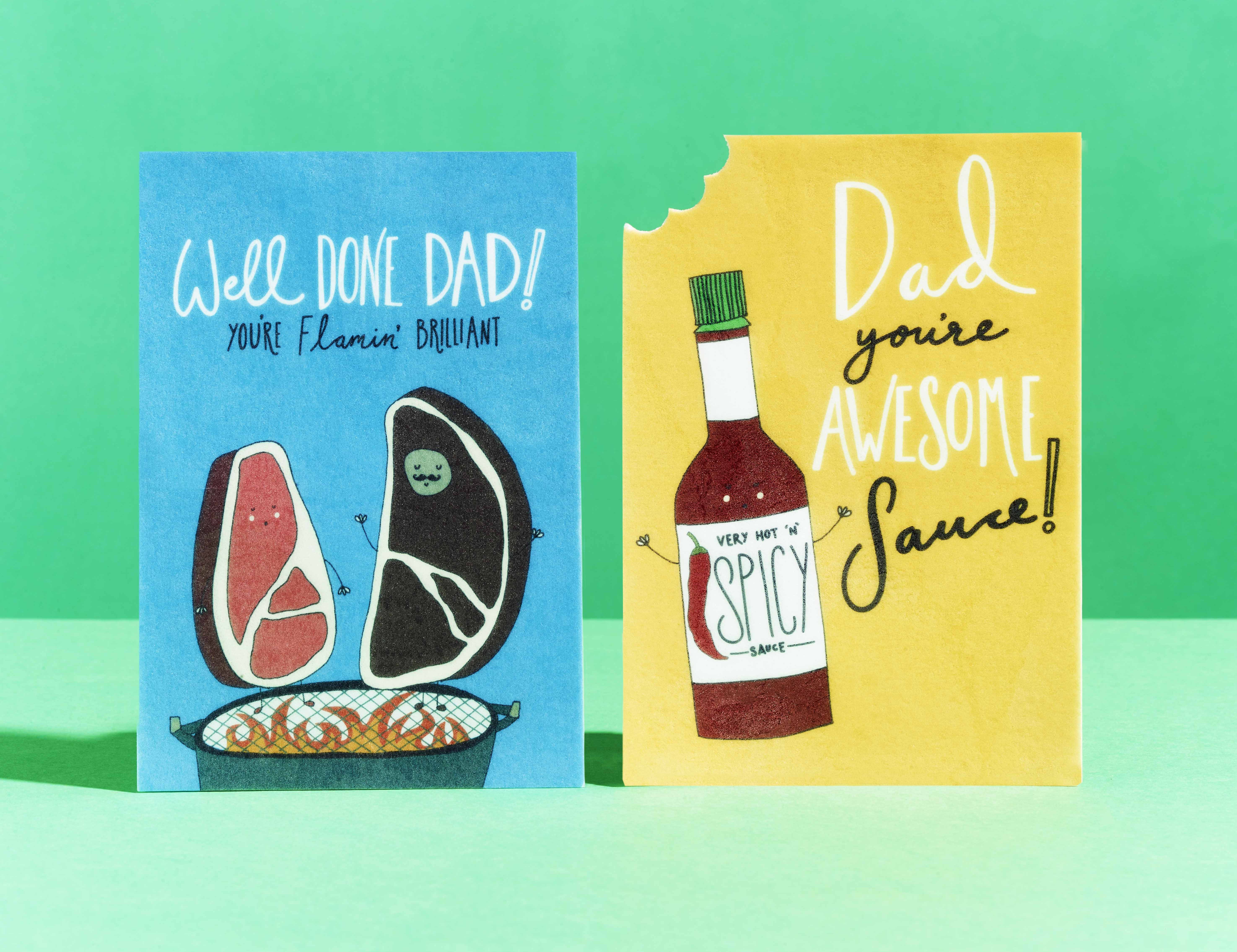 Moonpig have just launched edible, meatflavoured Father's Day cards