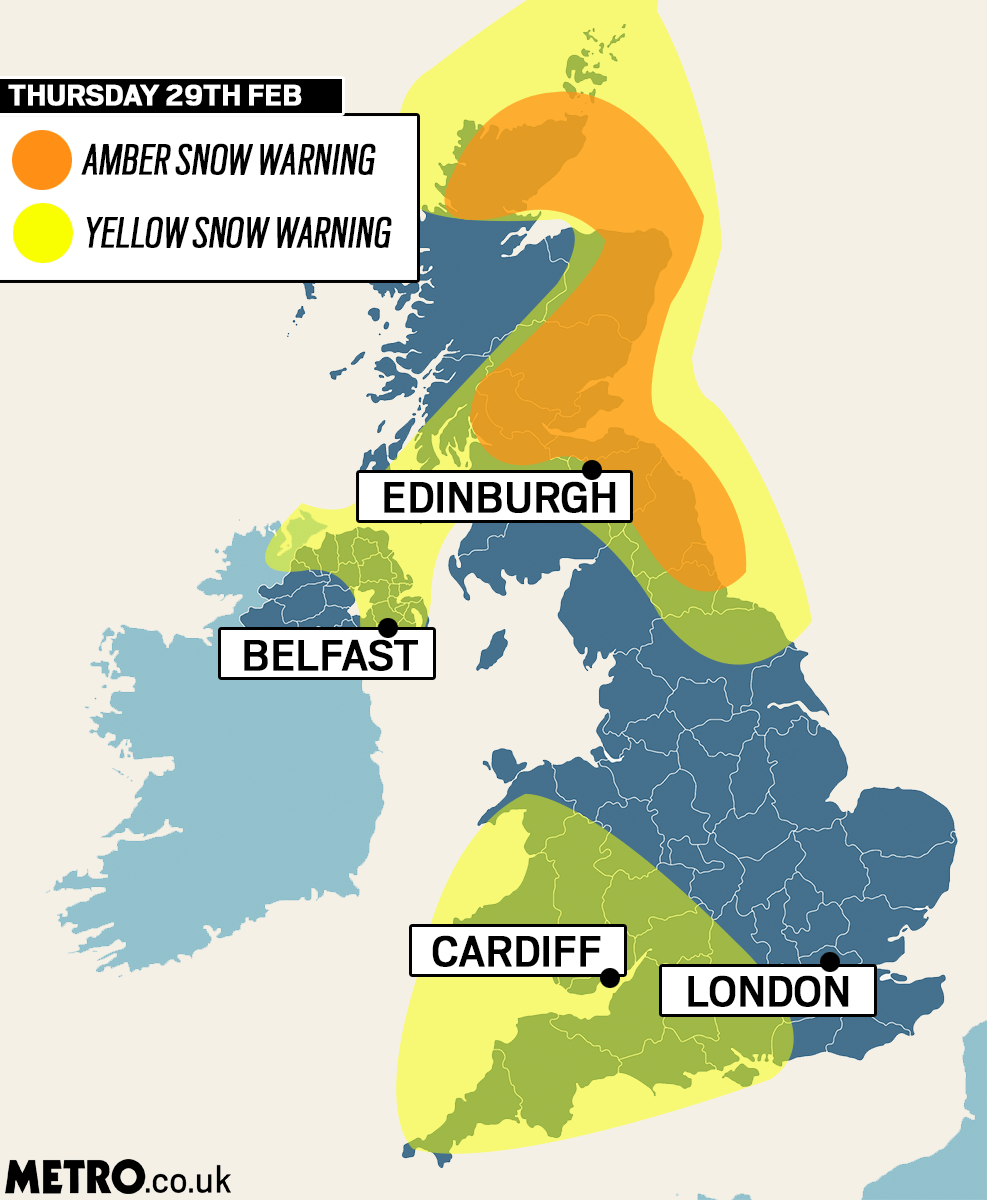 Heavy snow hits Britain as Beast from the East sets in with cold