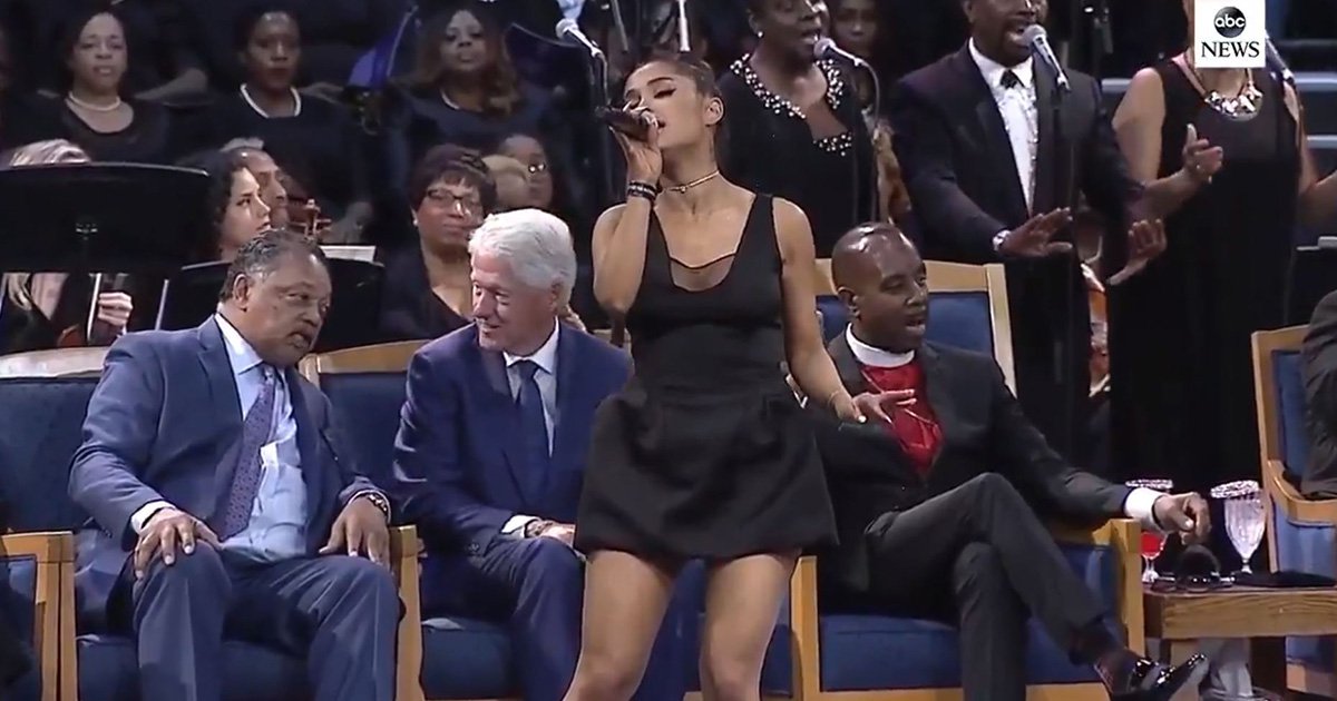 Ariana Grande performs A Natural Woman at Aretha Franklin’s funeral
