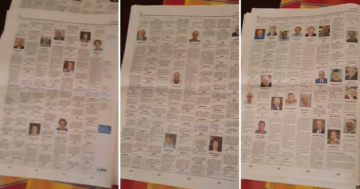 Image result for Italian newspaper prints 10 pages of obituaries in town hit by coronavirus  ,  photos
