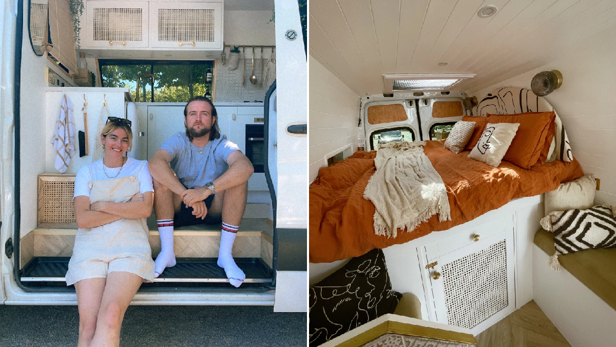 DIY couple transform van into stylish home and quit their jobs to go
