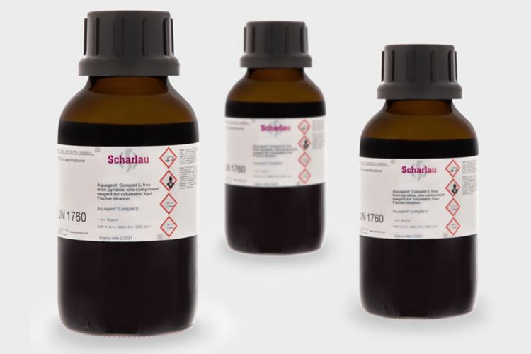 Valoración volumétrica de Karl Fischer con reactivos Scharlau Aquagent