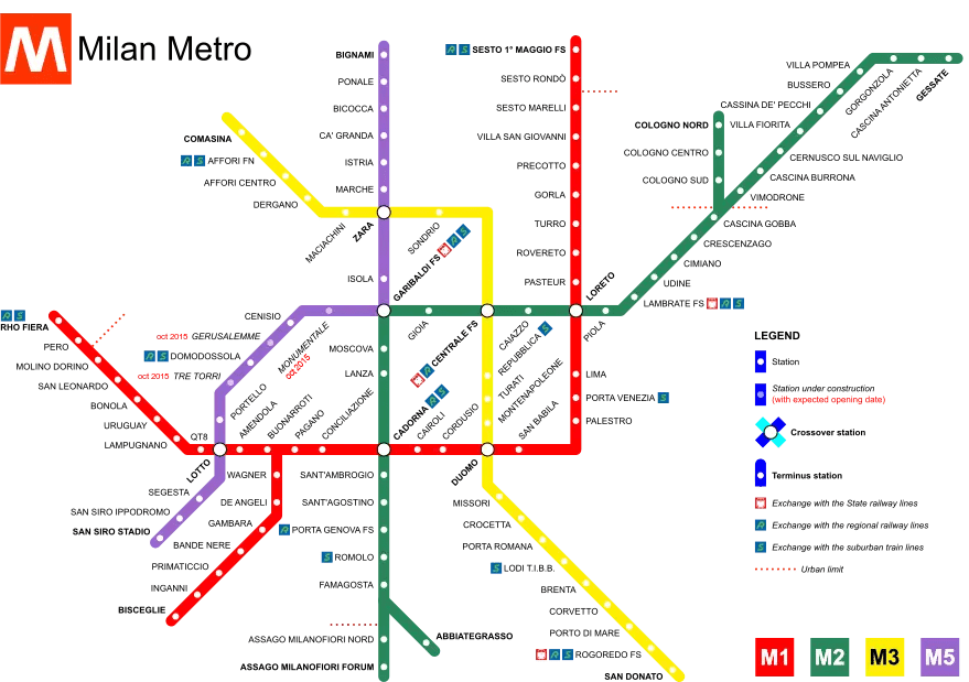 Plan de métro de la ville de Milan à télécharger Metroville