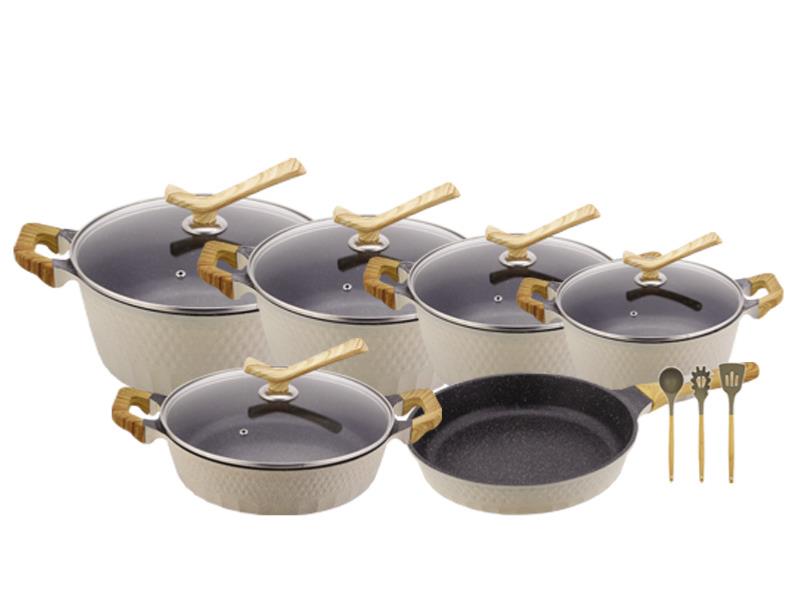 Batterie de cuisine 14 pièces en revêtement antiadhésif