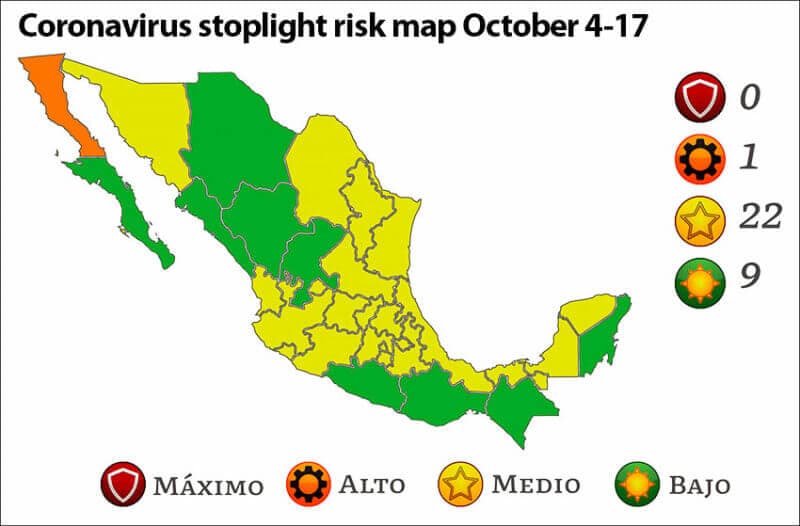 Stoplight risk map down to just one orange state
