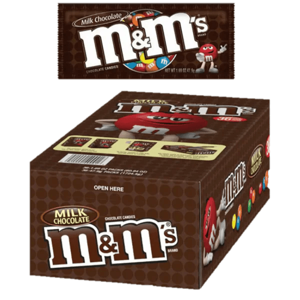 M & M Chocolate Pieces 1.69 oz Case 36 Units