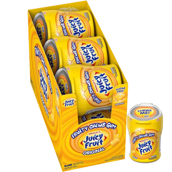 Wrigley Juicy Fruit Gum Bottle 40 Pc Case 6 Units