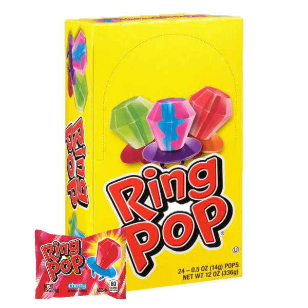 Ring Pops Fruit Hard Candy .5 oz Case 24 Units