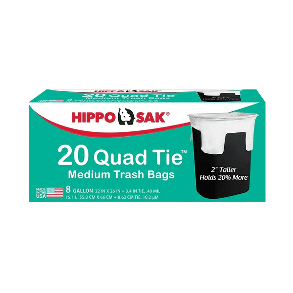 Hippo Sak Trash Bag with Flaps 20 ct 8 gal Case 21 Units