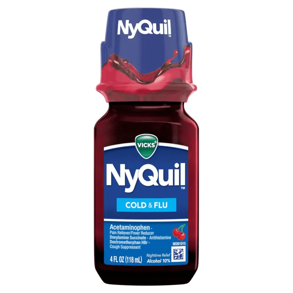 Vicks Nyquil Cherry Cold & Flu 4 oz Case 8 Units