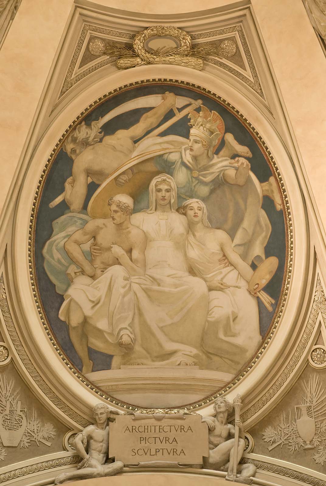 Architecture, Painting and Sculpture Protected by Athena from the