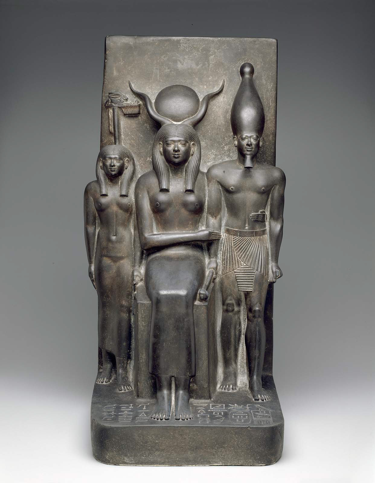 King Menkaura, the goddess Hathor, and the deified Hare nome Museum
