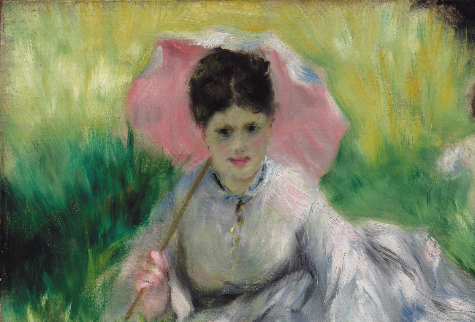 Woman with a Parasol and Small Child on a Sunlit Hillside Museum of