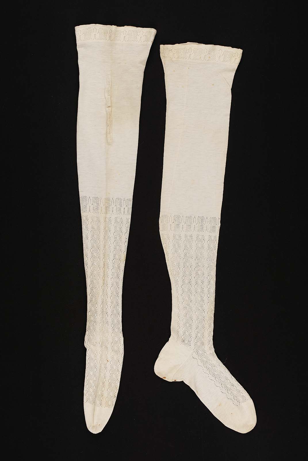 Pair of white cotton knitted stockings Museum of Fine Arts, Boston