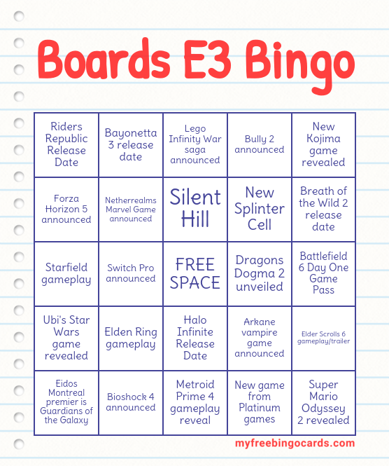 Boards E3 Bingo — boards.ie Now Ye're Talkin'