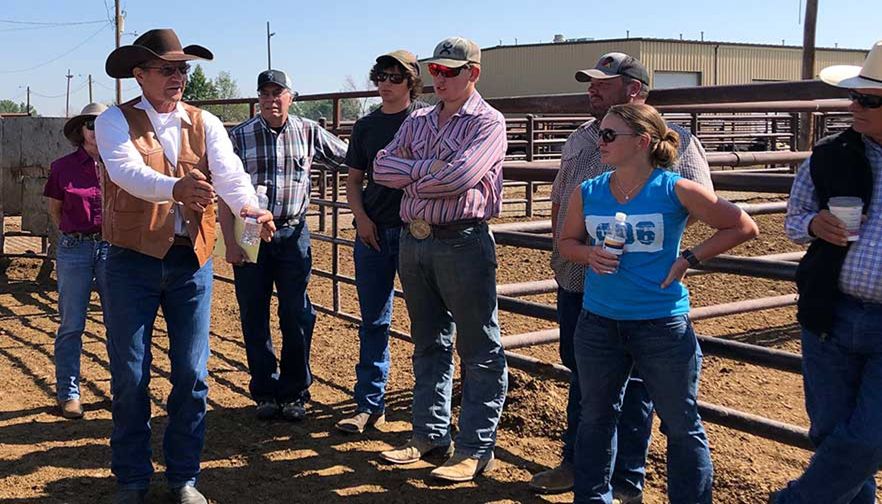 Clinician Curt Pate shares cattle handling tips with Farm Bureau members