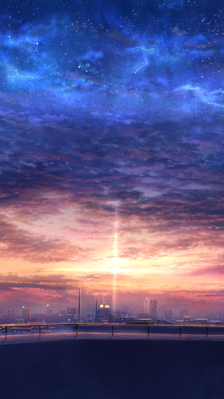 Download Starry Sky Sky Anime Sunset Phone Wallpaper by 黒猫 Mobile Abyss