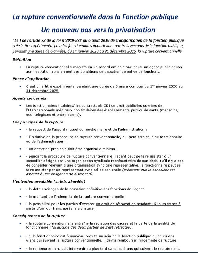 Rupture conventionnelle Services publics CFECGC