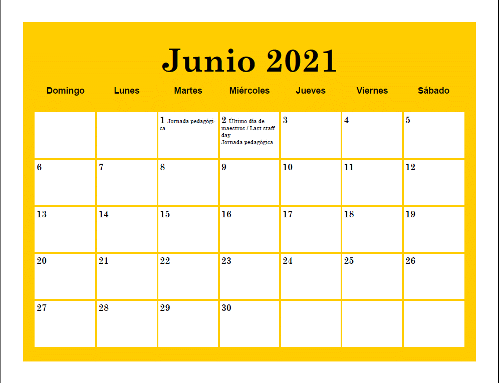 Calendar Monteverde Friends School
