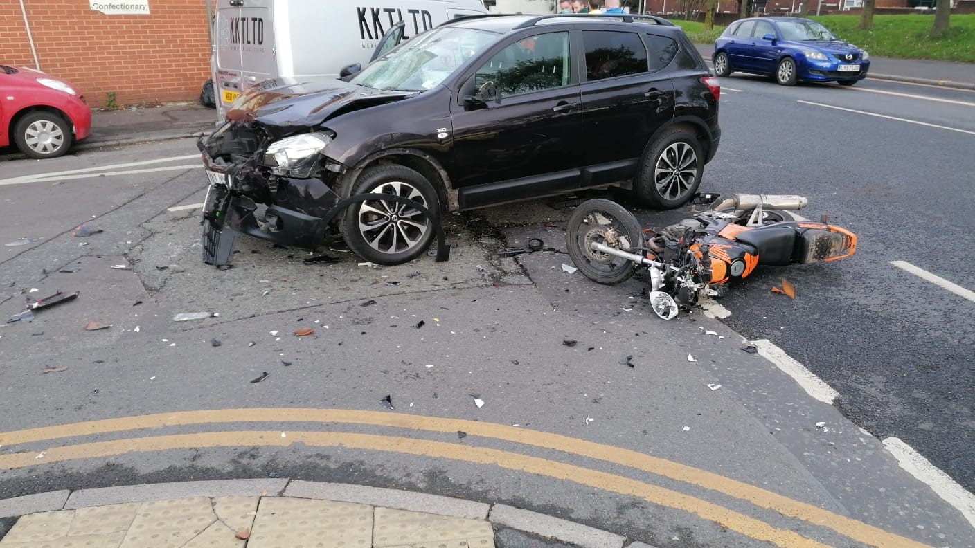 Motorcyclist back on his bike after impressive crash recovery