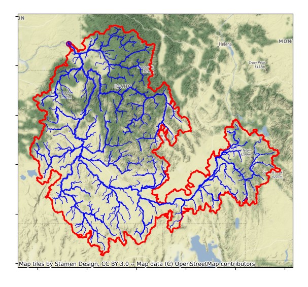 How to use Python to delineate watersheds in the continental US with
