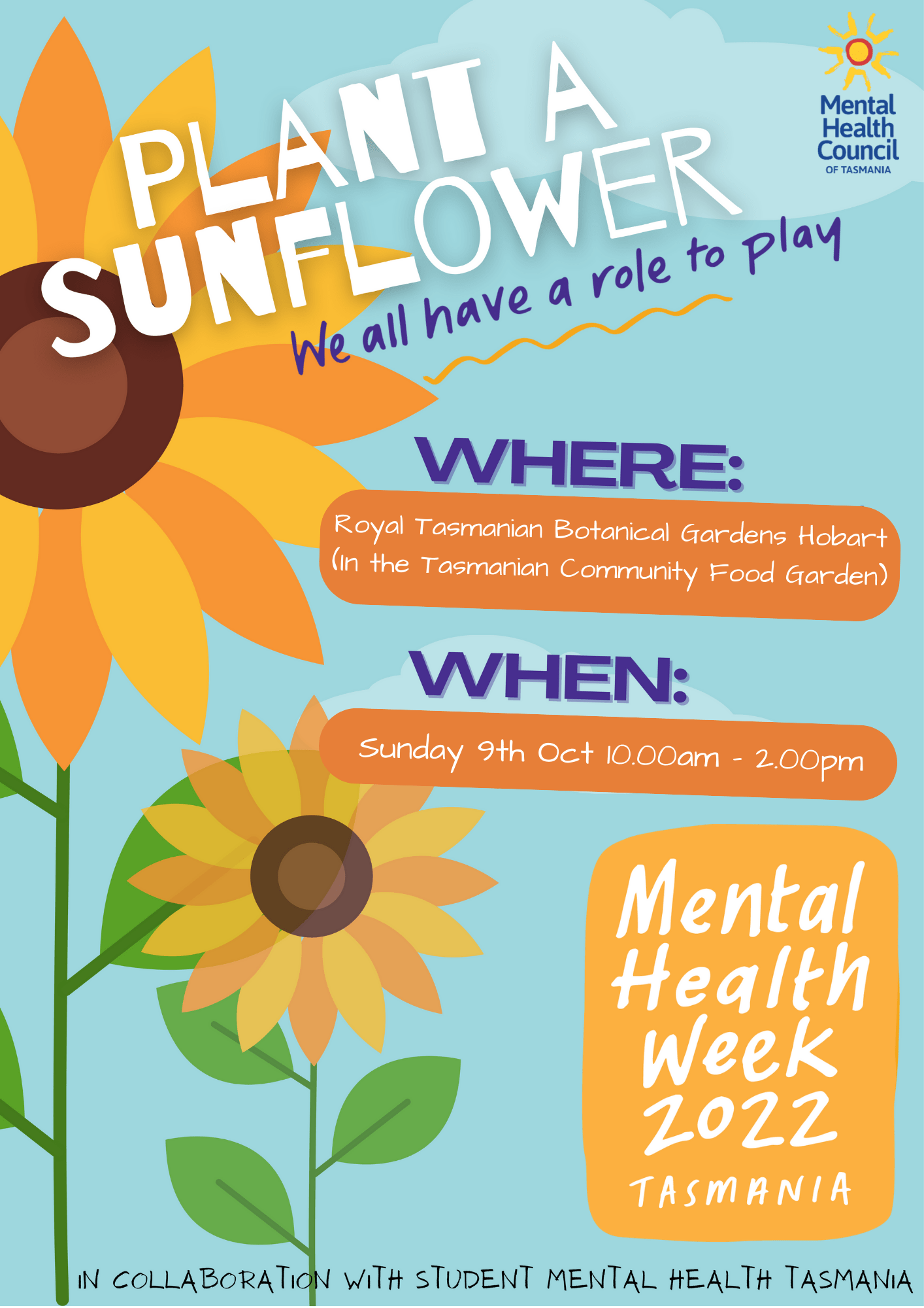Sunflower Project Royal Tasmanian Botanical Gardens Mental Health