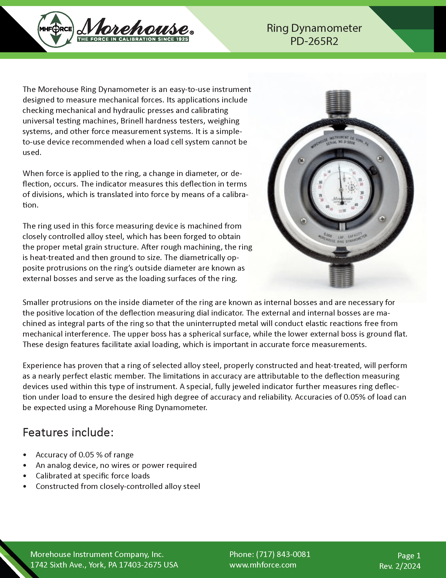 EasytoUse Morehouse Ring Dynamometer Morehouse Instrument Company, Inc.