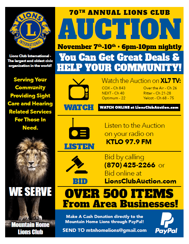 70th annual Lions Club Auction returning to Mountain Home Mountain Home Observer