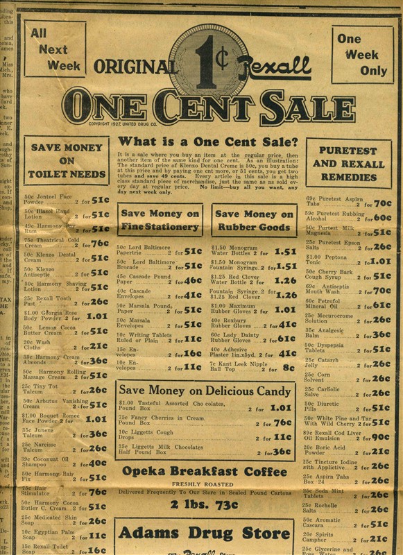 The Miami Gazette Newspaper Waynesville Ohio October 2, 1929 Rexall