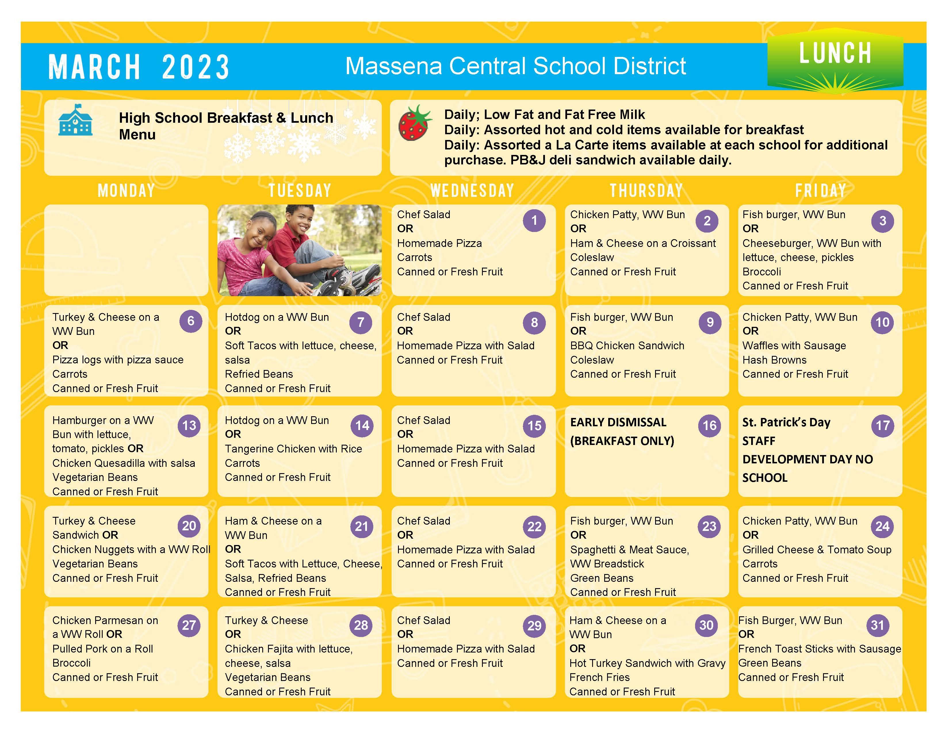 March Lunch Menus Massena High School