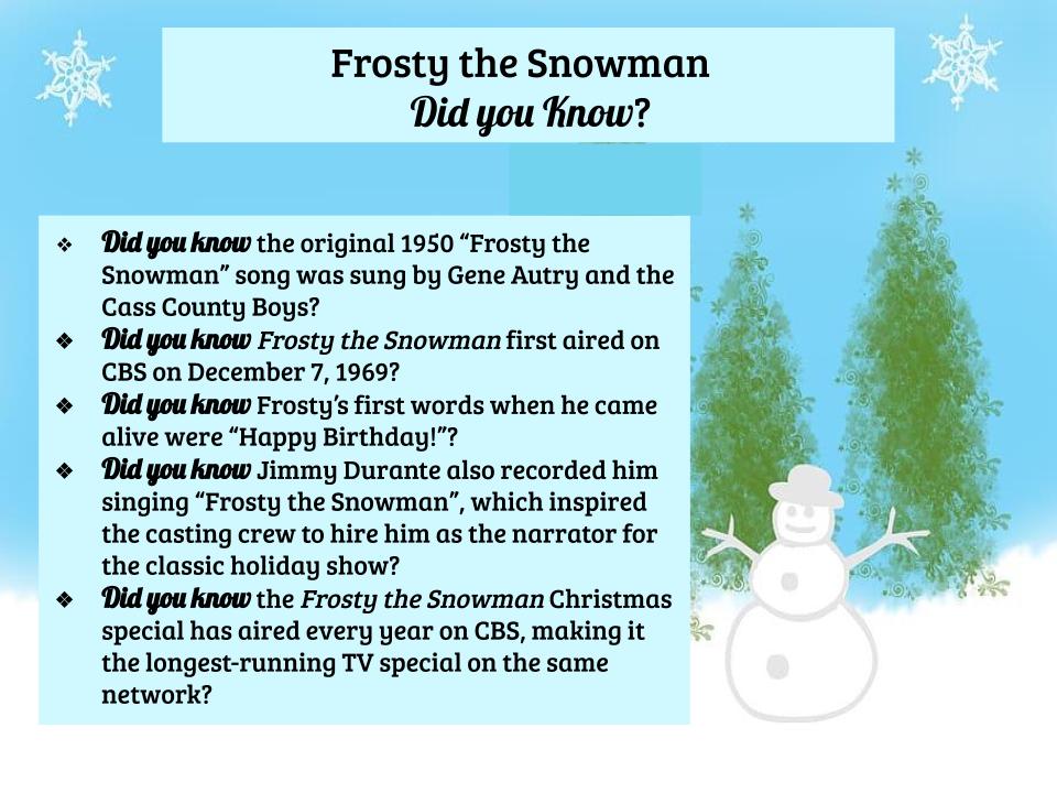 Fun Facts about Frosty the Snowman Cat Talk