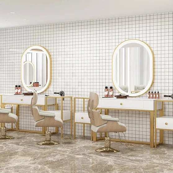 MiMirror One Sided Oval Salon Mirror with Table mimirror