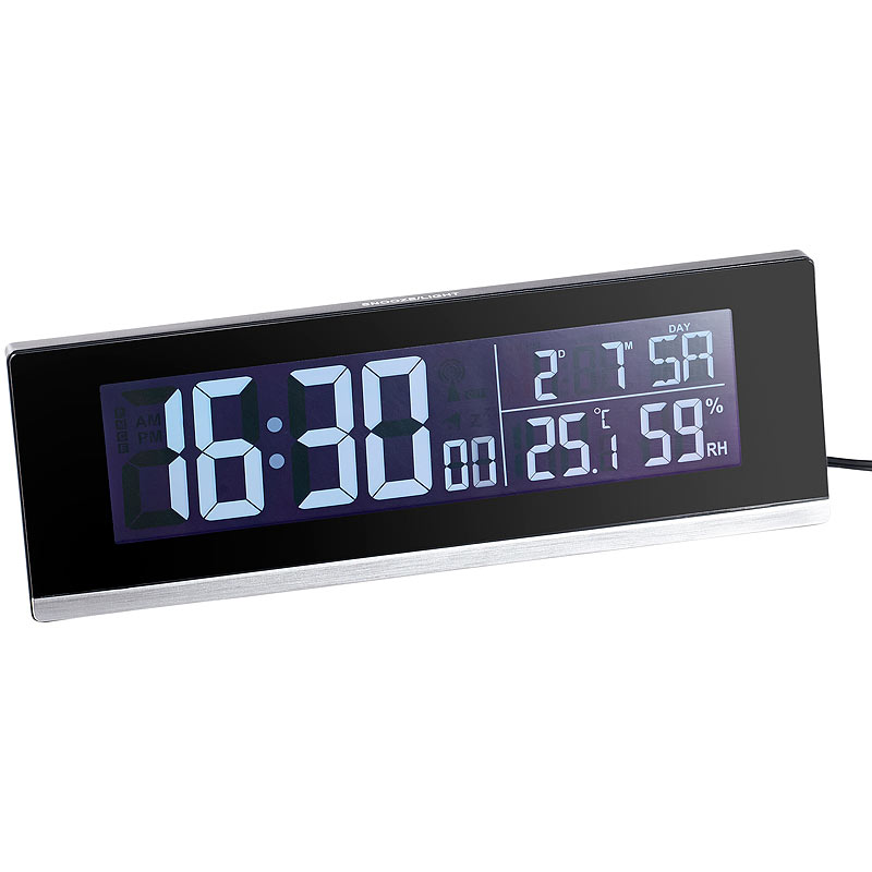 Tischuhr TischFunkwecker mit Thermometer, Hygrometer und USB