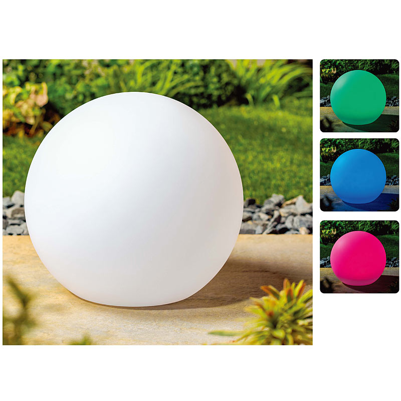 Lunartec SolarLEDLeuchtkugel mit Fernbedienung, RGBW, 60 Lumen, IP67, Ø 20 cm eBay