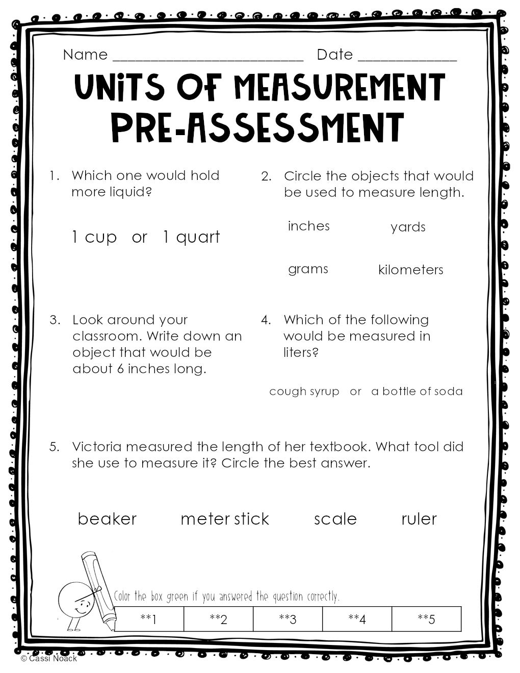Units of Measurement PreAssessment Minds in Bloom Unlimited