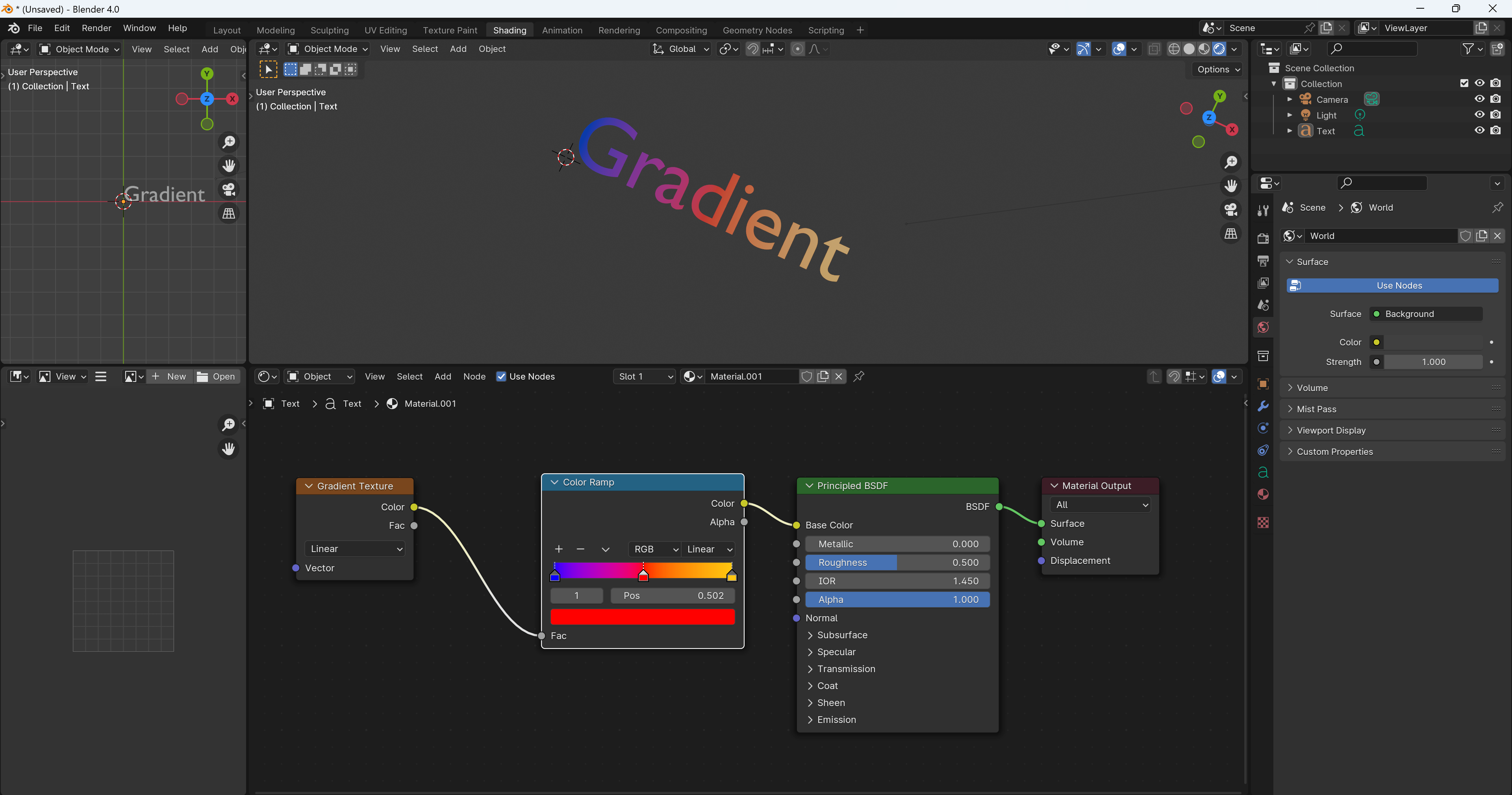 Blender Animate a gradient material Notes for self made anime