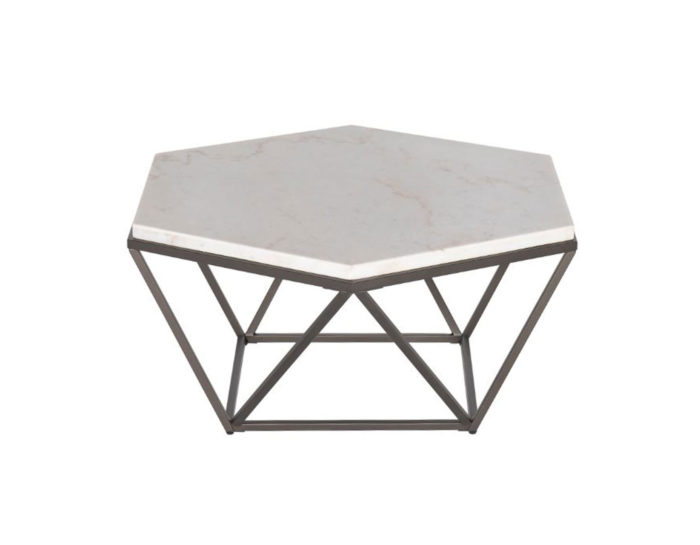 Corvus White Marble Top Hexagon Cocktail Table Michael Alan Outlet