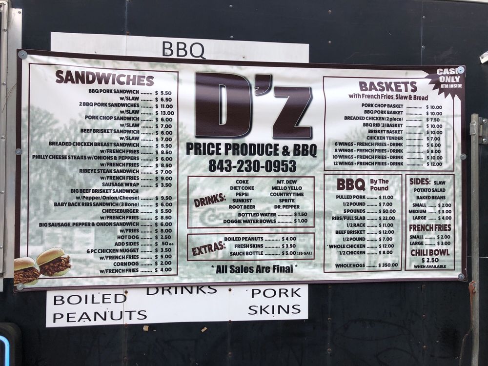 Menu Michael D'z BBQ