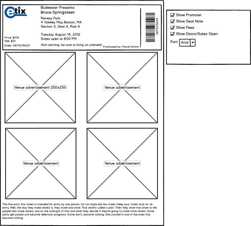 Work Etix Wireframes Michael Head