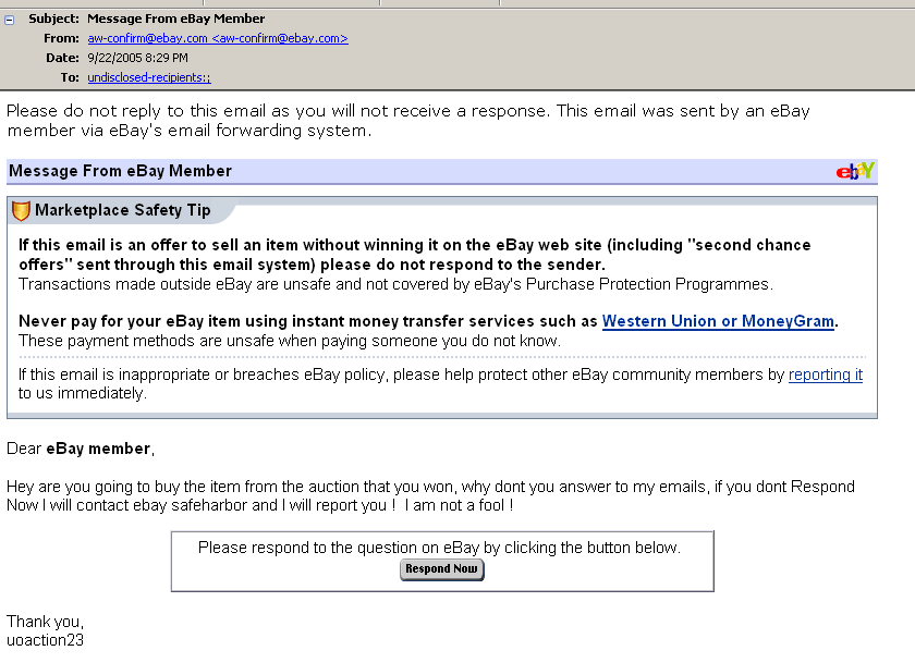 Examples of Bad Email Messages
