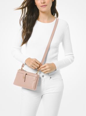 Medium Pebbled Leather DoubleZip Crossbody Bag Michael Kors