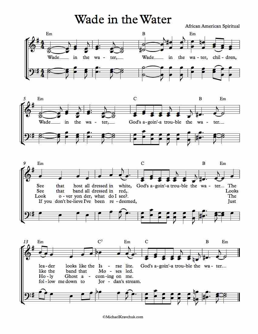 Free Choir Sheet Music Wade in the Water Michael Kravchuk
