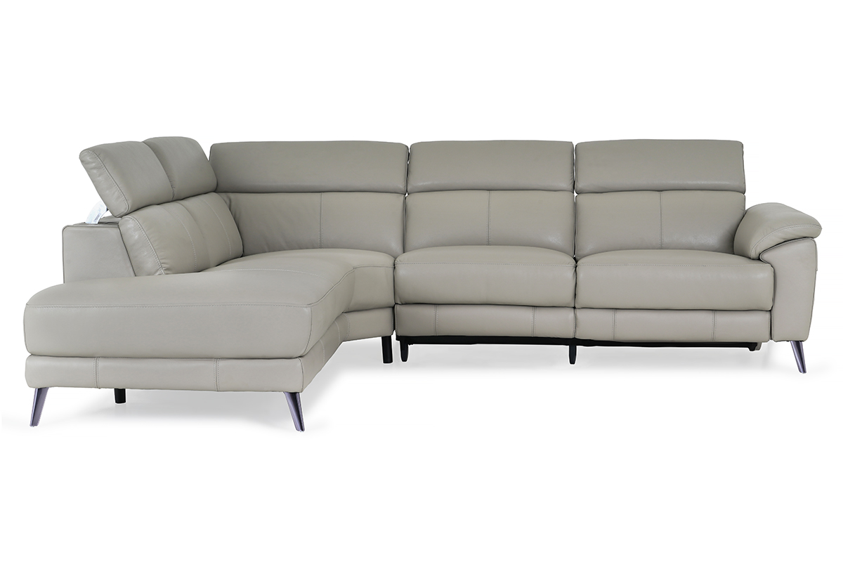 Vettori Grey Leather LHF Electric Recliner Corner Sofa Michael Murphy