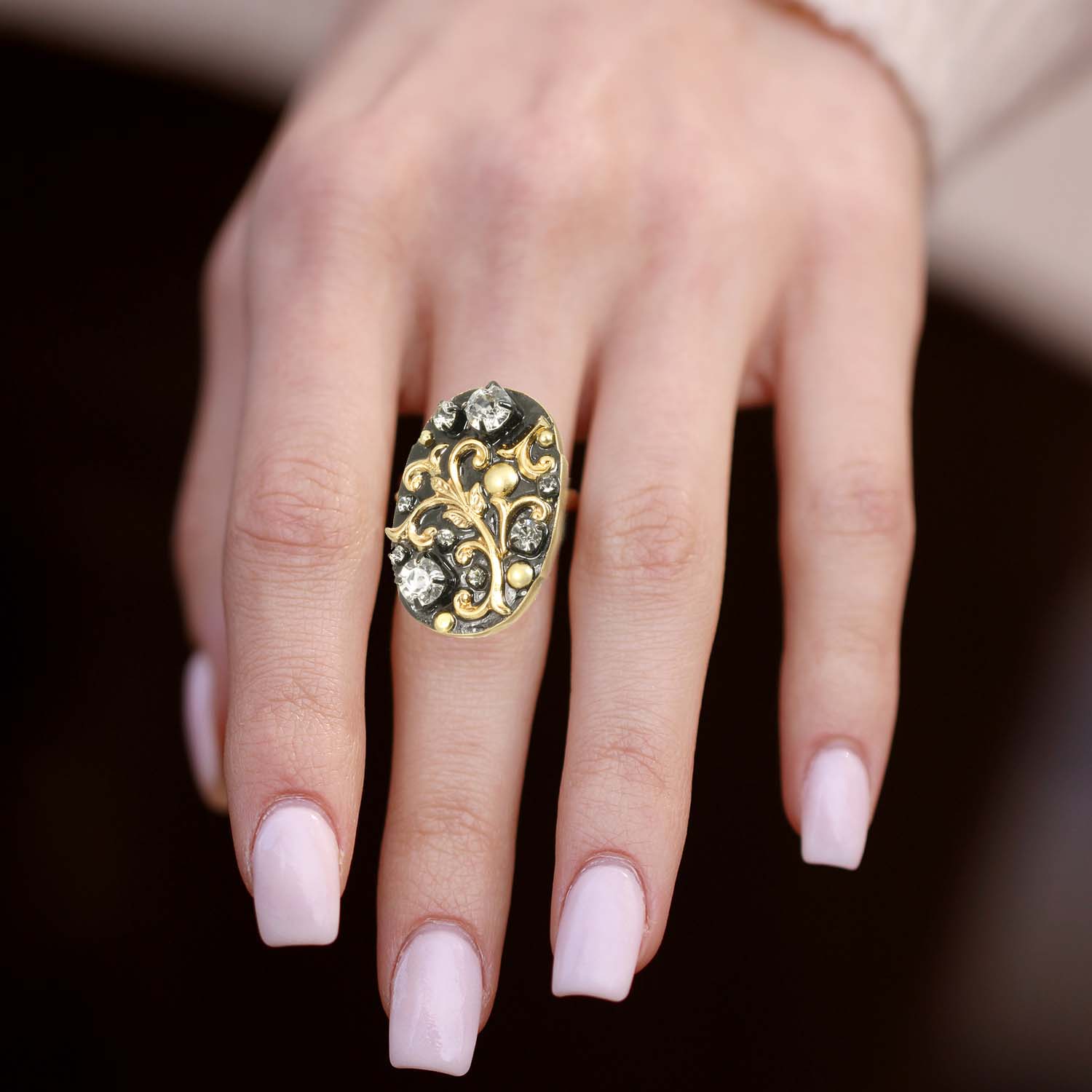 Black and Gold Oval Ring Michal Golan