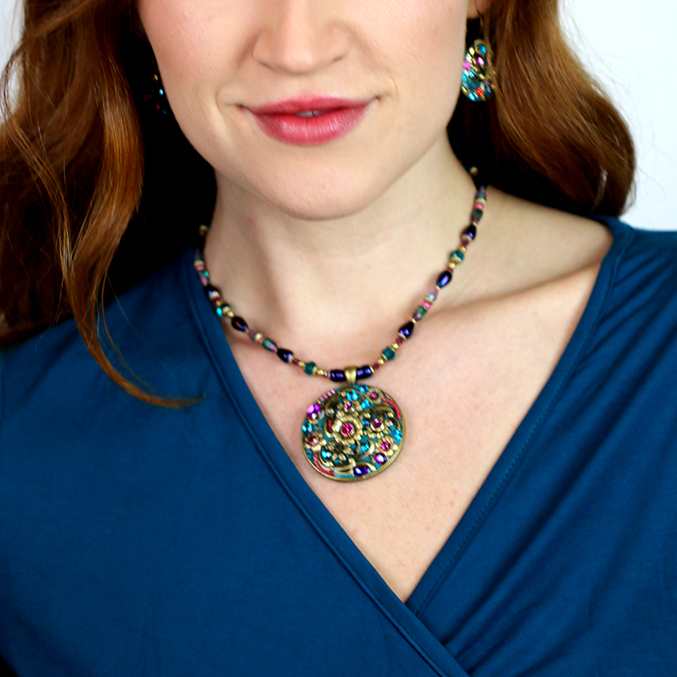 Teal Circle Necklace Michal Golan