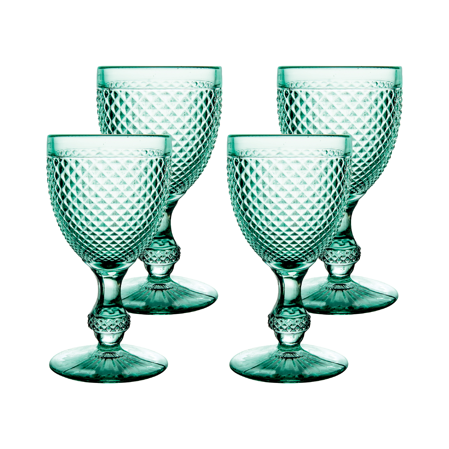 SET OF 4 WATER GOBLETS BICOS MINT GREEN Vista Alegre
