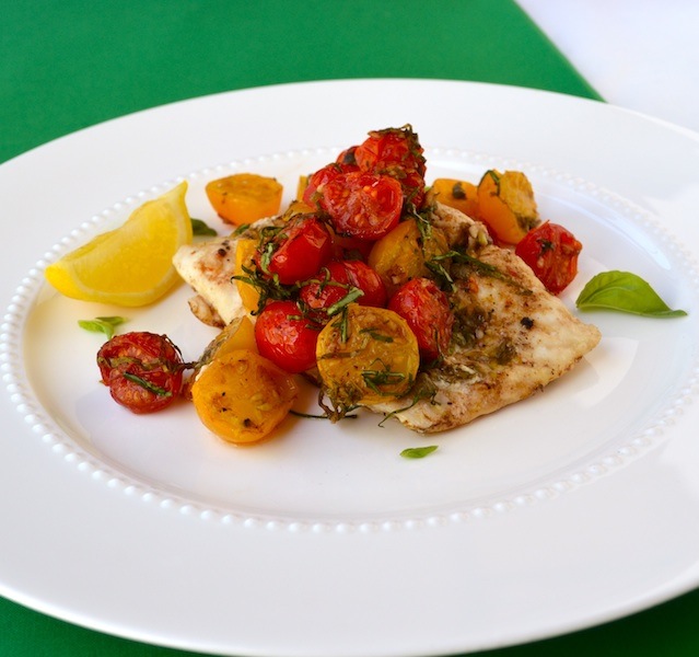 Halibut en Papillote with Cherry Tomatoes, Capers & Garlic Michelle