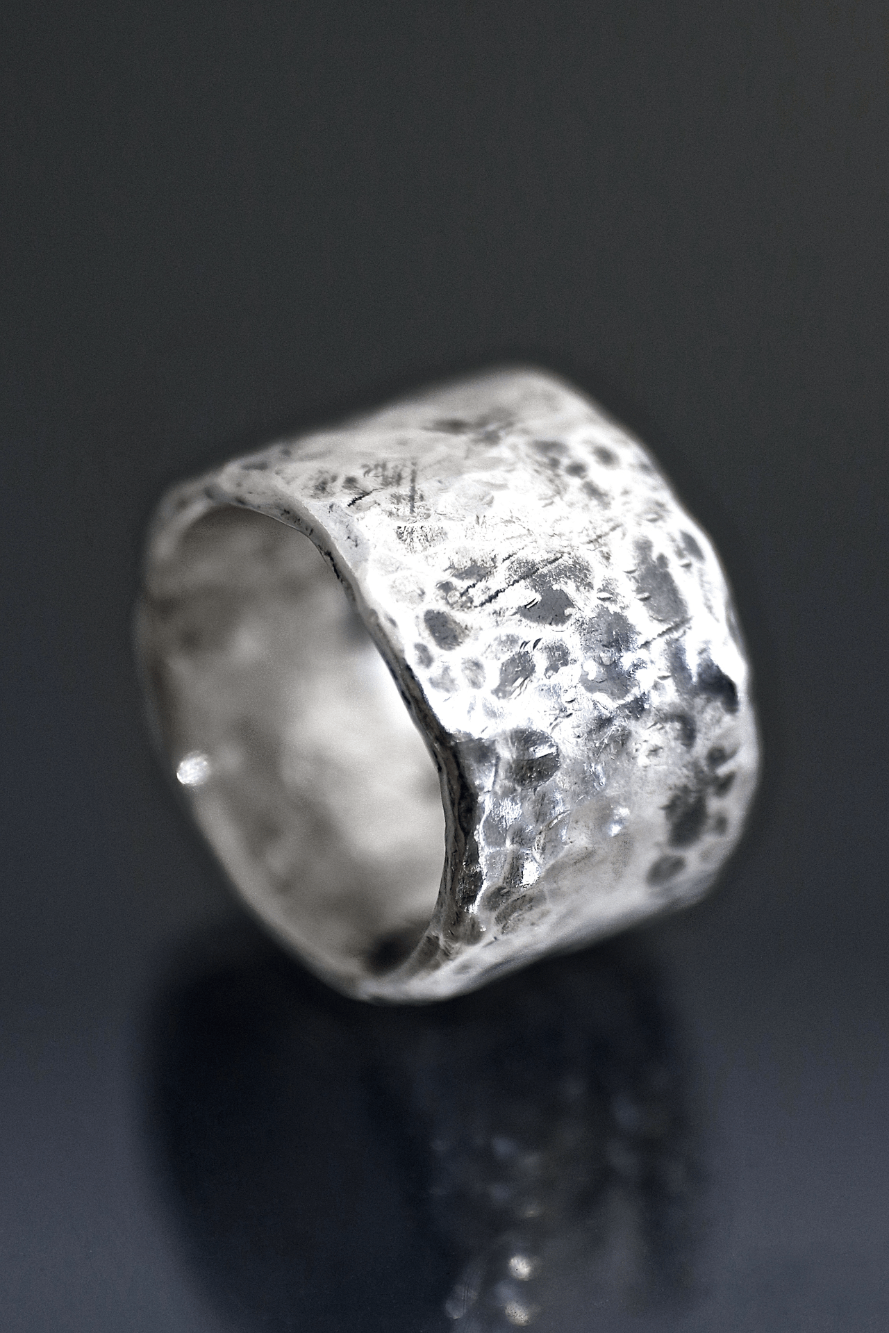 Wide Hammered Silver Ring Miche McClendon